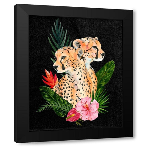 Cheetah Bouquet II Black Modern Wood Framed Art Print by Warren, Annie