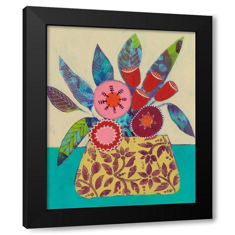 Boheme Floral I Black Modern Wood Framed Art Print with Double Matting by Moore, Regina