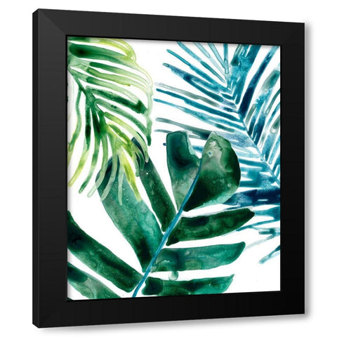 Tropical Leaf Medley I Black Modern Wood Framed Art Print with Double Matting by Vess, June Erica