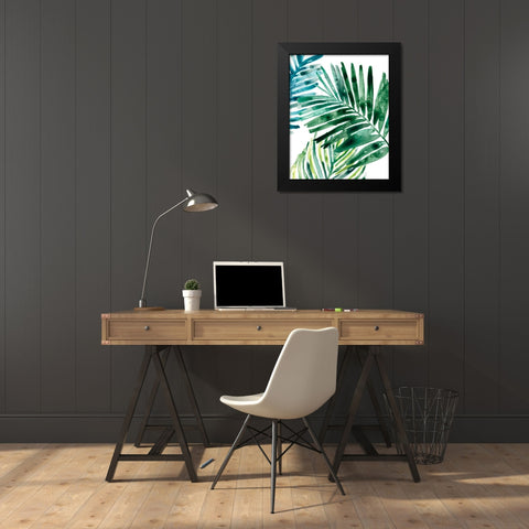 Tropical Leaf Medley II Black Modern Wood Framed Art Print by Vess, June Erica