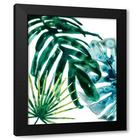 Tropical Leaf Medley IV Black Modern Wood Framed Art Print by Vess, June Erica