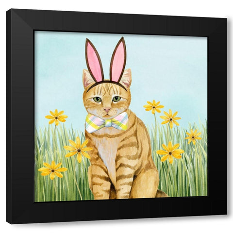 Easter Cats IV Black Modern Wood Framed Art Print with Double Matting by Popp, Grace