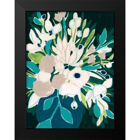 Blue Bloom Sketch I Black Modern Wood Framed Art Print by Vess, June Erica