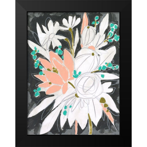 Charcoal Bouquet II Black Modern Wood Framed Art Print by Vess, June Erica