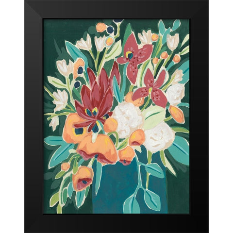 Blissful Bouquet II Black Modern Wood Framed Art Print by Vess, June Erica