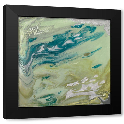 Verdant Swirl II Black Modern Wood Framed Art Print with Double Matting by Studio W