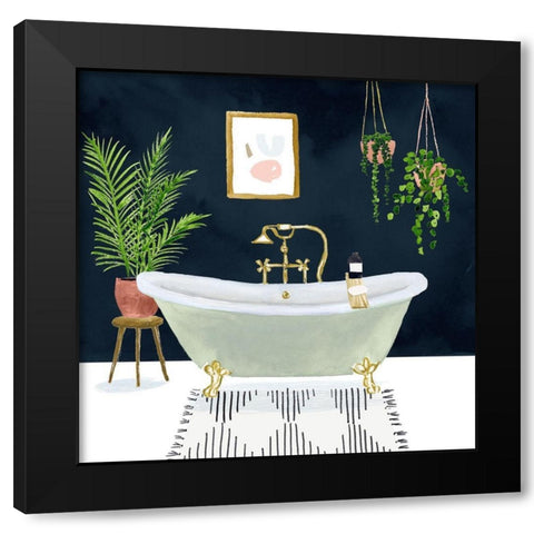 Boho Bath I Black Modern Wood Framed Art Print by Borges, Victoria