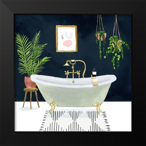 Boho Bath I Black Modern Wood Framed Art Print by Borges, Victoria