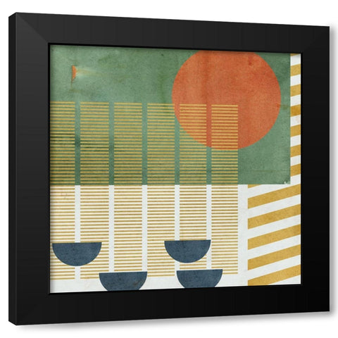 Soleil Rouge I Black Modern Wood Framed Art Print with Double Matting by Wang, Melissa