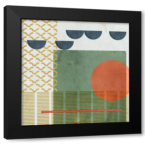 Soleil Rouge III Black Modern Wood Framed Art Print with Double Matting by Wang, Melissa