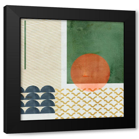 Soleil Rouge V Black Modern Wood Framed Art Print with Double Matting by Wang, Melissa