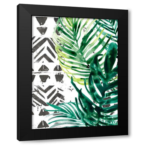Palm Pattern I Black Modern Wood Framed Art Print by Vess, June Erica