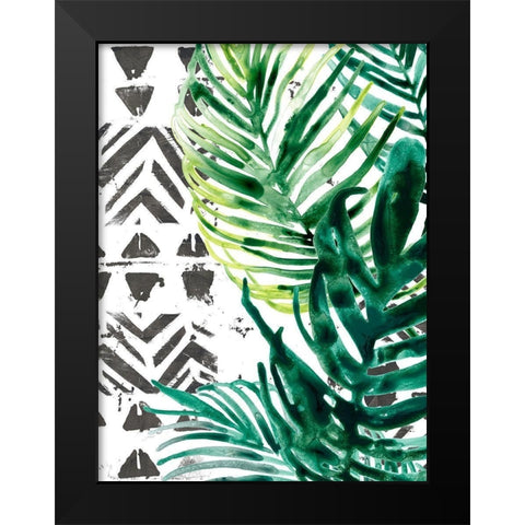 Palm Pattern I Black Modern Wood Framed Art Print by Vess, June Erica