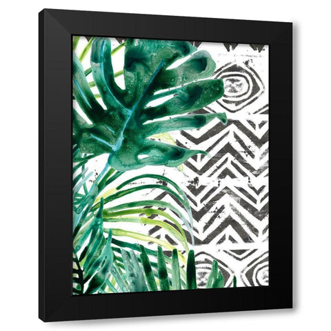 Palm Pattern II Black Modern Wood Framed Art Print by Vess, June Erica