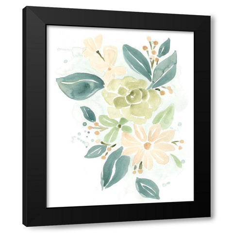 Spring Greens I Black Modern Wood Framed Art Print with Double Matting by Vess, June Erica