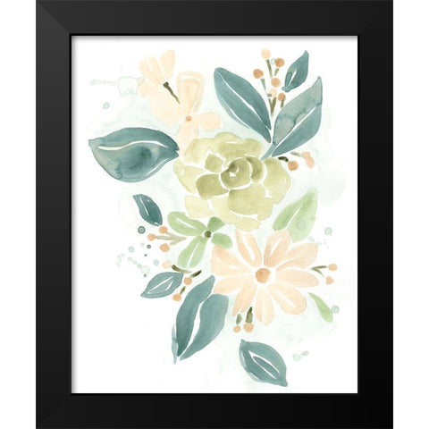 Spring Greens I Black Modern Wood Framed Art Print by Vess, June Erica