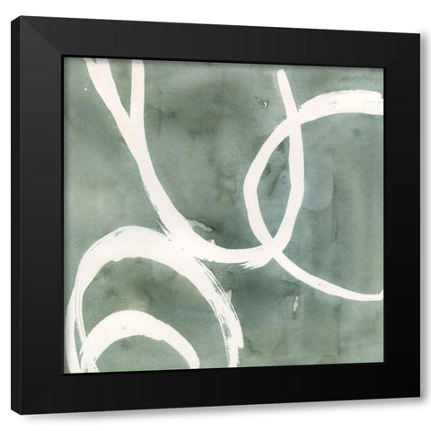 Moss Swirl II Black Modern Wood Framed Art Print with Double Matting by Warren, Annie