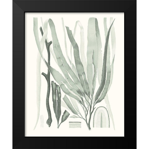 Sage Green Seaweed II Black Modern Wood Framed Art Print by Vision Studio