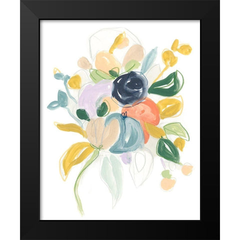 Bijoux Bouquet I Black Modern Wood Framed Art Print by Vess, June Erica