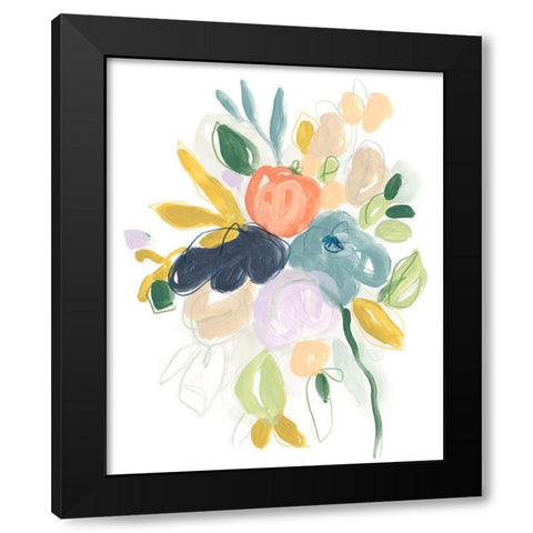 Bijoux Bouquet II Black Modern Wood Framed Art Print by Vess, June Erica