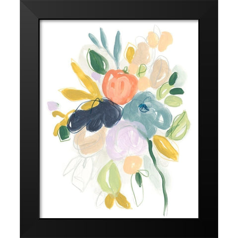 Bijoux Bouquet II Black Modern Wood Framed Art Print by Vess, June Erica