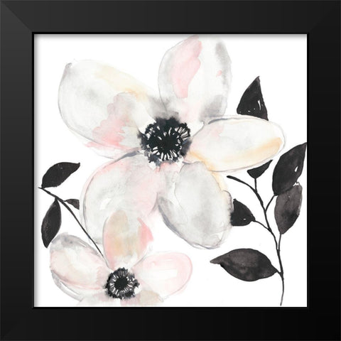 Black and Blush Anemone II Black Modern Wood Framed Art Print by Goldberger, Jennifer