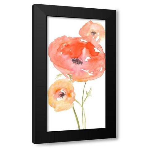 Neon Poppies I Black Modern Wood Framed Art Print with Double Matting by Goldberger, Jennifer