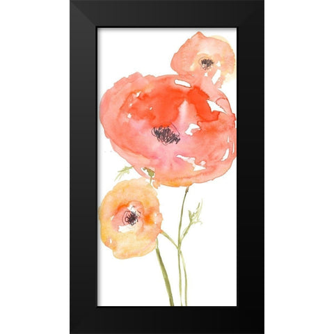 Neon Poppies I Black Modern Wood Framed Art Print by Goldberger, Jennifer
