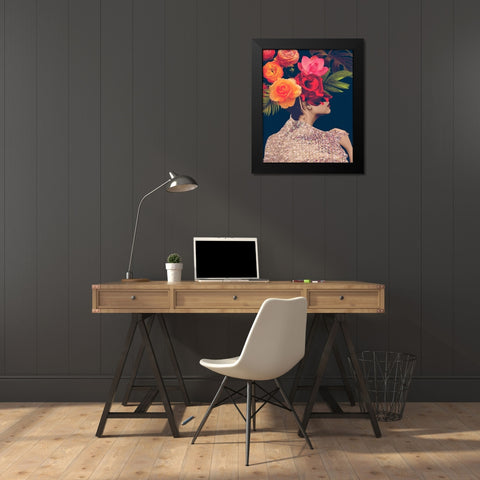 Fleur Collage II Black Modern Wood Framed Art Print by Borges, Victoria