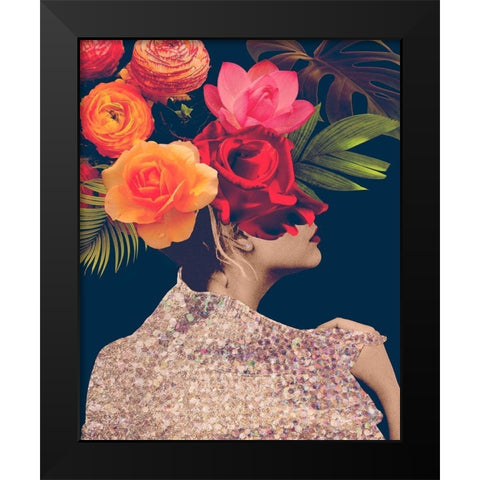 Fleur Collage II Black Modern Wood Framed Art Print by Borges, Victoria