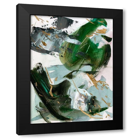 Dark Emerald I Black Modern Wood Framed Art Print with Double Matting by Wang, Melissa