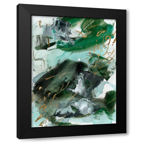 Dark Emerald II Black Modern Wood Framed Art Print with Double Matting by Wang, Melissa