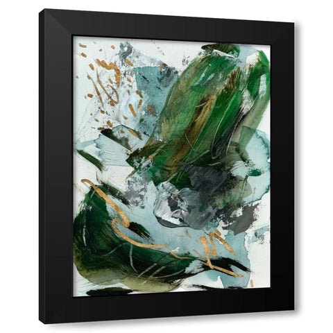 Dark Emerald III Black Modern Wood Framed Art Print with Double Matting by Wang, Melissa