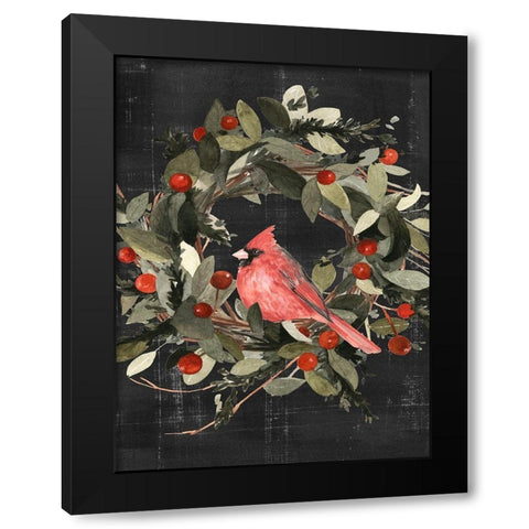 Christmas Cardinal I Black Modern Wood Framed Art Print with Double Matting by Scarvey, Emma