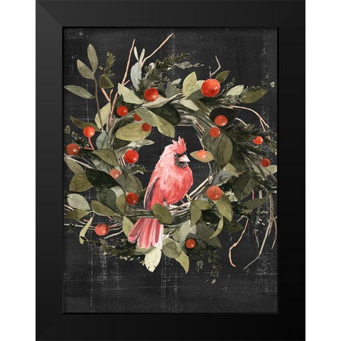 Christmas Cardinal II Black Modern Wood Framed Art Print by Scarvey, Emma