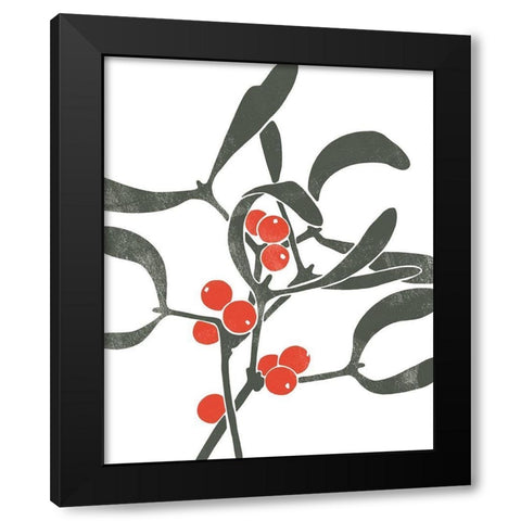 Colorblock Berry Branch III Black Modern Wood Framed Art Print with Double Matting by Scarvey, Emma