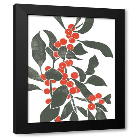 Colorblock Berry Branch IV Black Modern Wood Framed Art Print with Double Matting by Scarvey, Emma