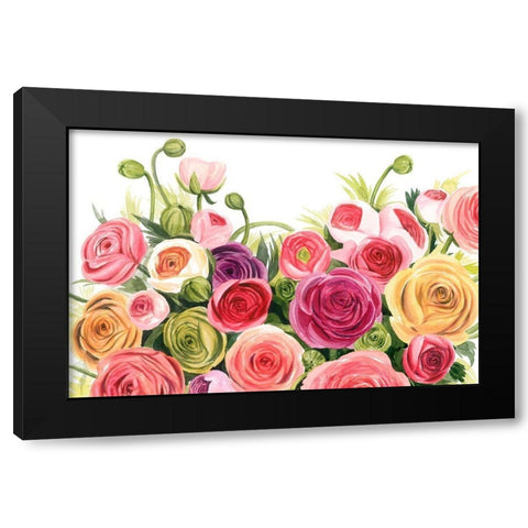 Ranunculus Panorama Black Modern Wood Framed Art Print by Popp, Grace
