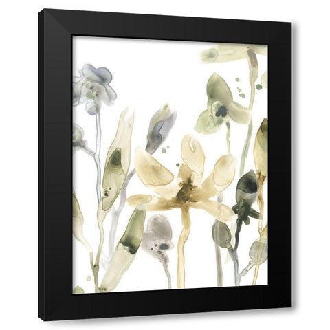 Stone Moss Stems V Black Modern Wood Framed Art Print with Double Matting by Vess, June Erica