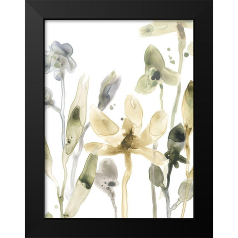Stone Moss Stems V Black Modern Wood Framed Art Print by Vess, June Erica