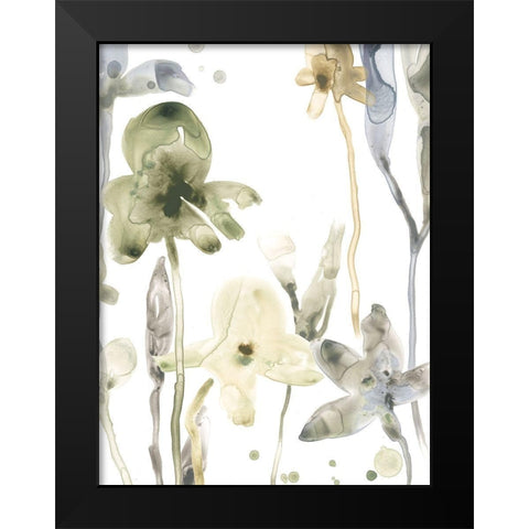 Stone Moss Stems VI Black Modern Wood Framed Art Print by Vess, June Erica