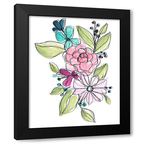 Bright Sketch II Black Modern Wood Framed Art Print with Double Matting by Vess, June Erica