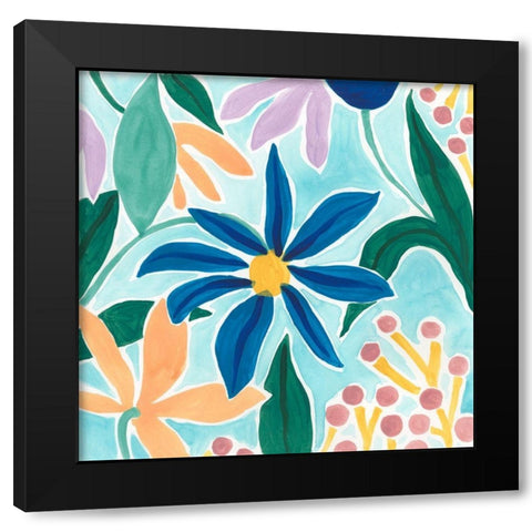 Tiki Square I Black Modern Wood Framed Art Print by Vess, June Erica