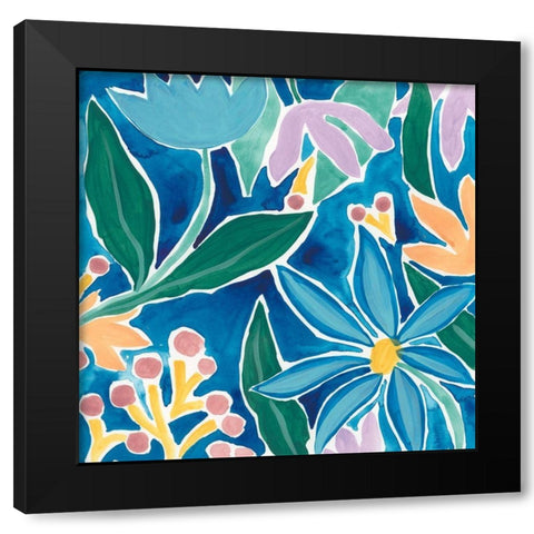 Tiki Square IV Black Modern Wood Framed Art Print by Vess, June Erica