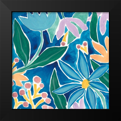 Tiki Square IV Black Modern Wood Framed Art Print by Vess, June Erica