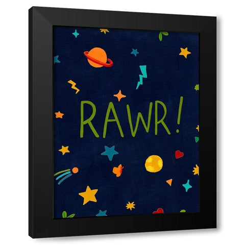 Starry Dinos I Black Modern Wood Framed Art Print with Double Matting by Vess, June Erica