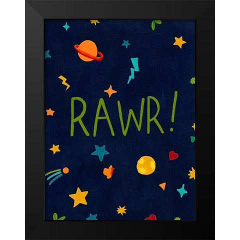 Starry Dinos I Black Modern Wood Framed Art Print by Vess, June Erica