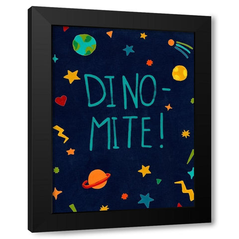 Starry Dinos II Black Modern Wood Framed Art Print by Vess, June Erica