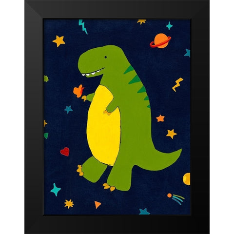 Starry Dinos III Black Modern Wood Framed Art Print by Vess, June Erica