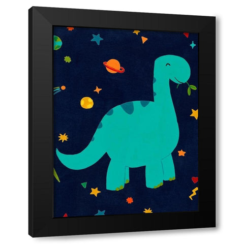 Starry Dinos IV Black Modern Wood Framed Art Print by Vess, June Erica